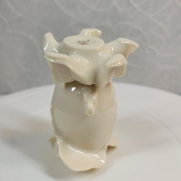 Vintage Lenox White Rose Bud Ceramic Candlestick 3" Ivory Glossy Candle Holder - Picture 2 of 12